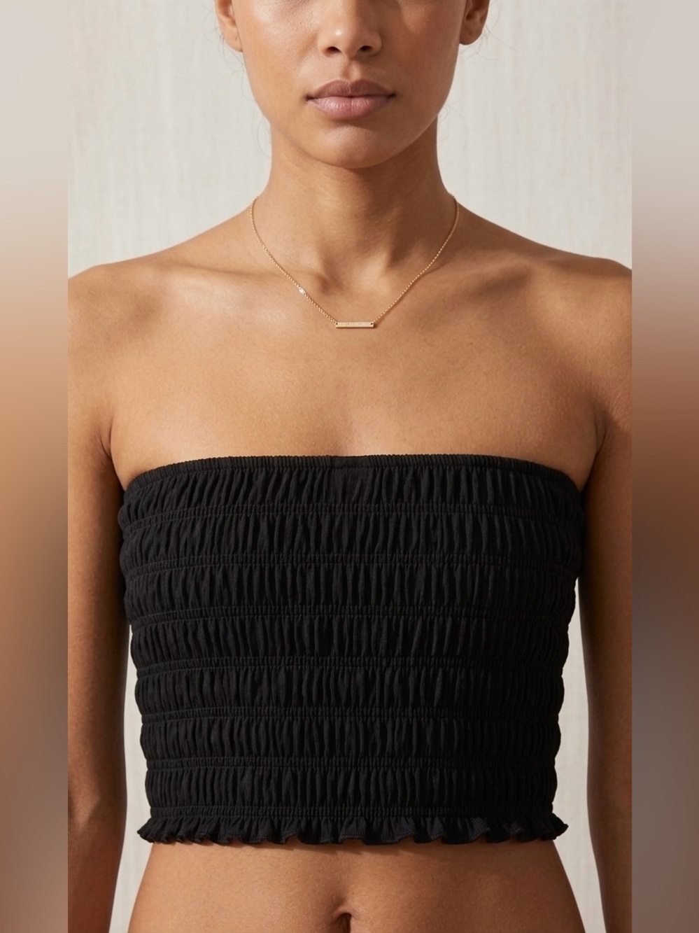 YFB (Young Fabulous & Broke) Black Smocked Tube Top – Size Small